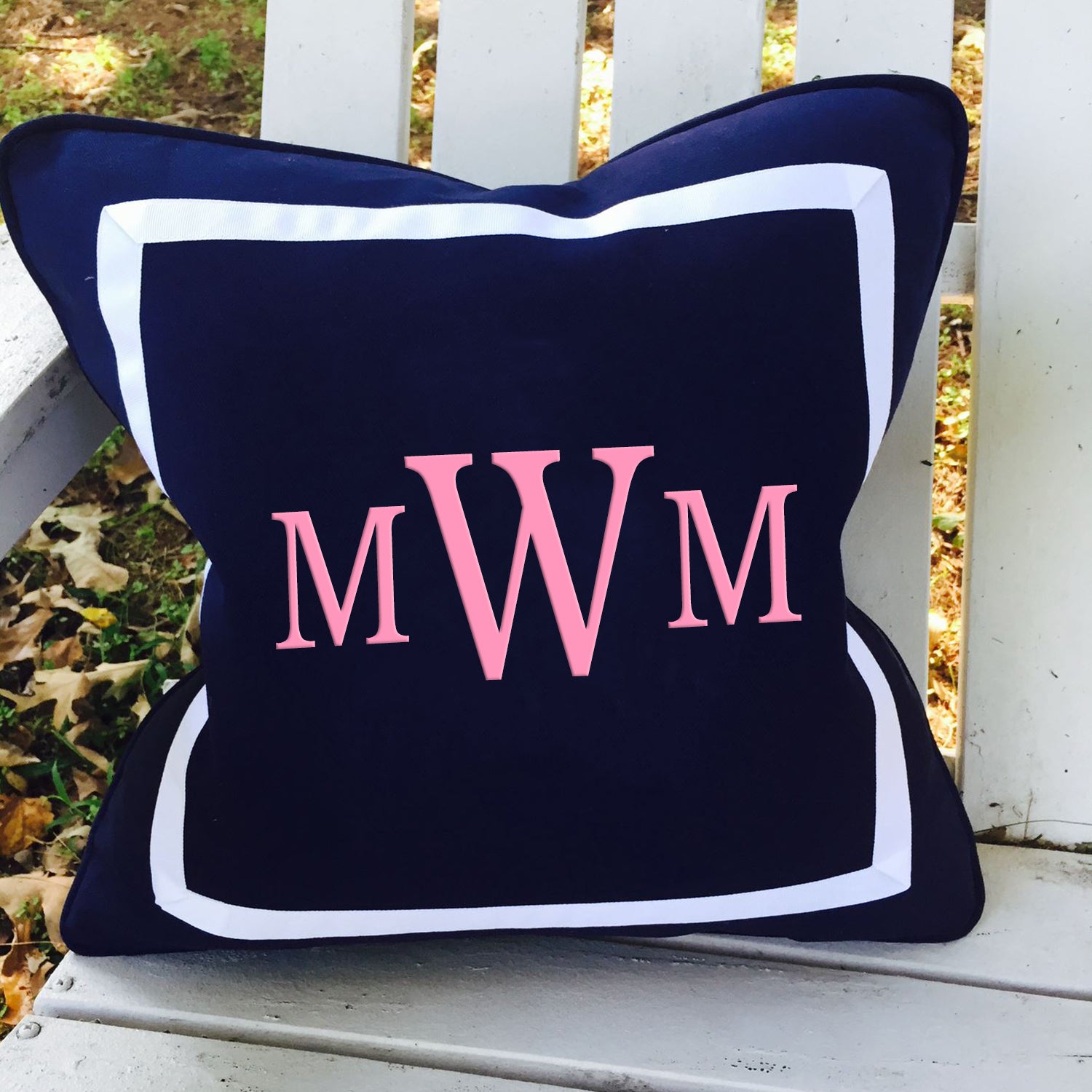 LIGUOGUO Monogram Pillow Covers 18x18 Inch – Cotton Canvas Tufted Alphabet Letters With Tassels, Zipper Closure