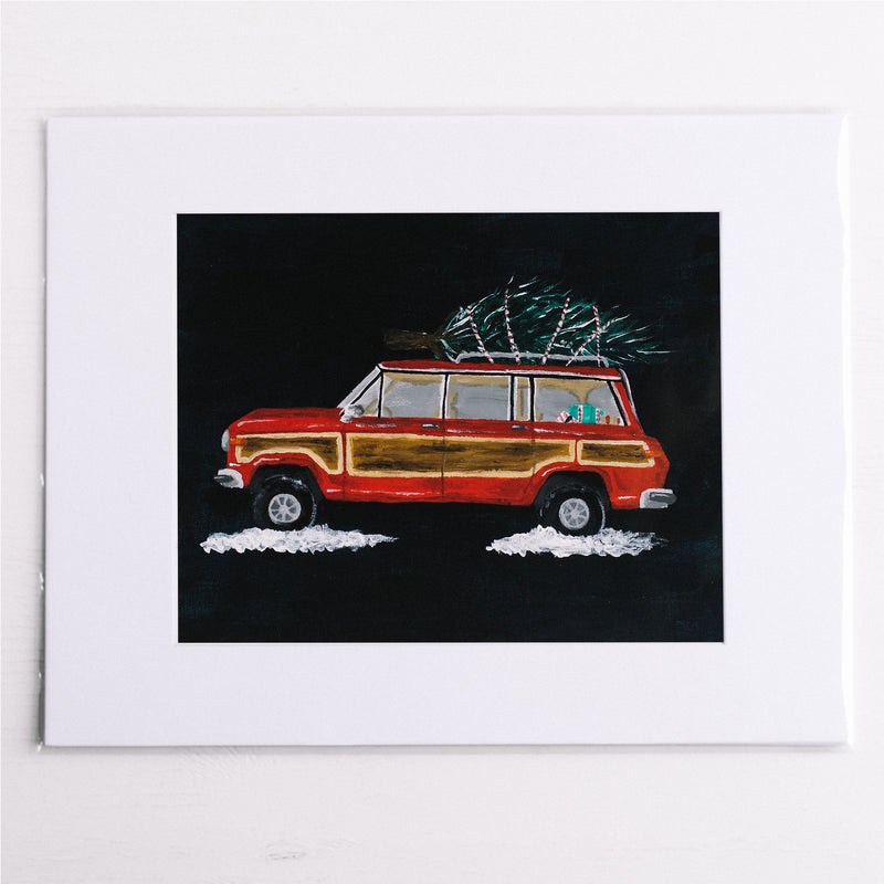 Wagoneer with Tree Holiday Print