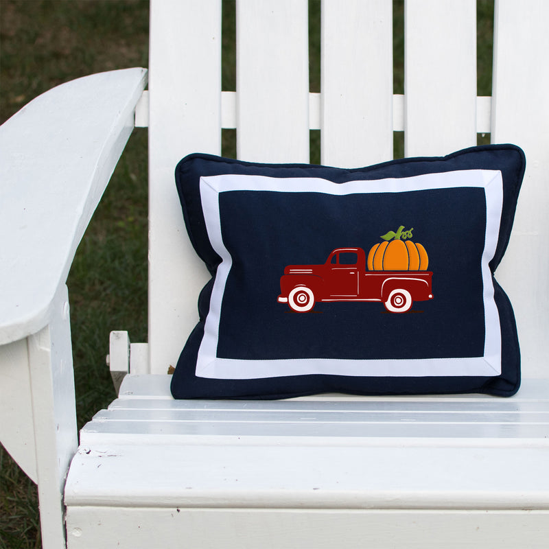 Fall Vintage Truck on Navy Lumbar