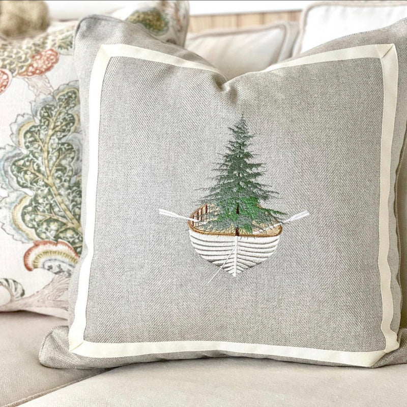 Rowboat Pine Pillow 18"