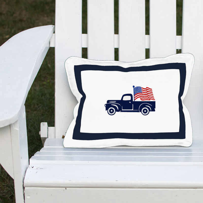 Vintage Truck with American Flag Lumbar