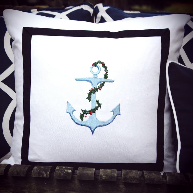 Anchor with Holly on White 18"